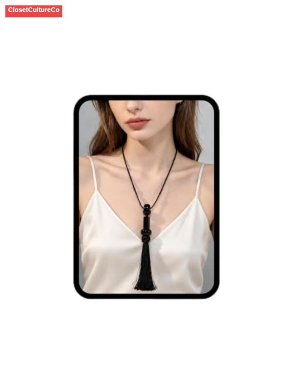 Long Tassel Pendant Necklace Acrylic Wax Thread Statement Boho